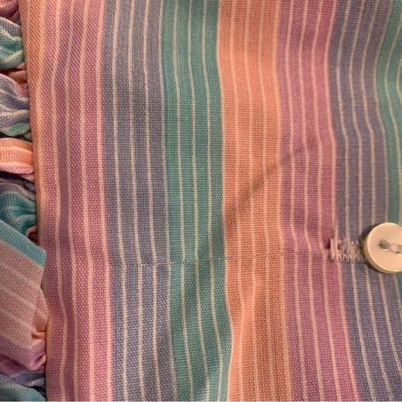 Vintage Toddler Girl Rainbow Stripe Dress 2T Lace Buttons Ribbon Kawaii Bow Cute - Picture 15 of 15